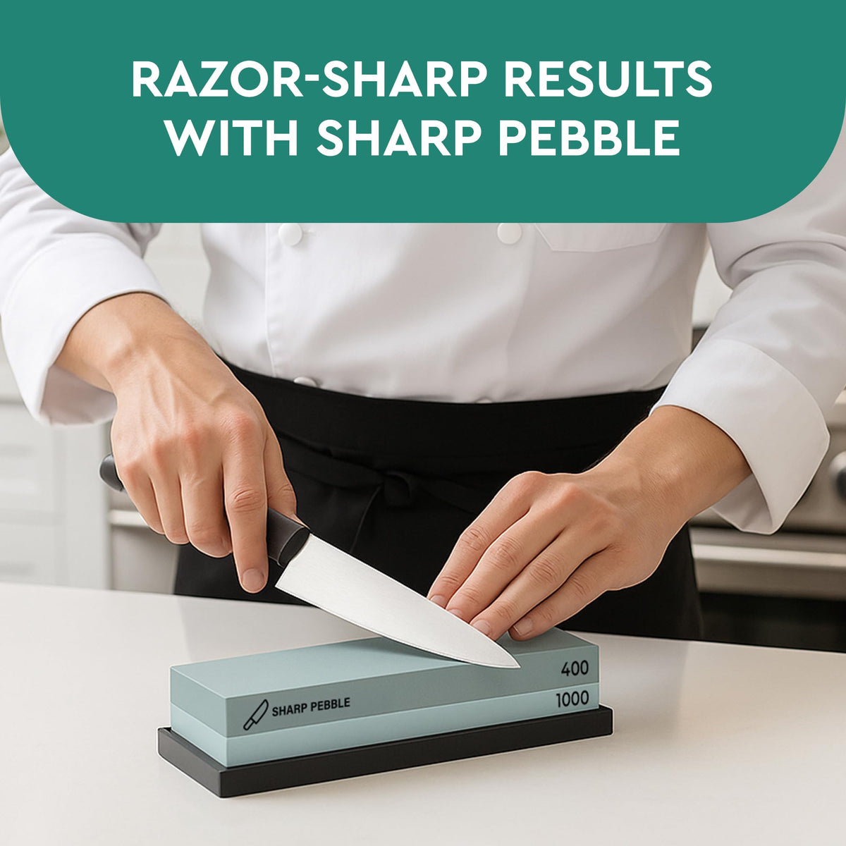 Sharp Pebble knife sharpening guide ebook included for proper technique.
