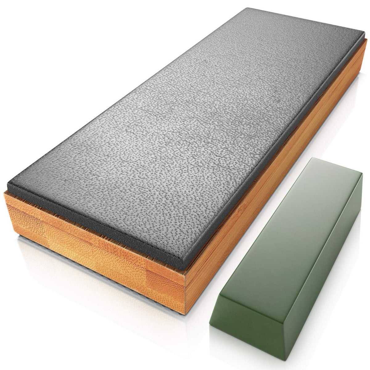 Sharp Pebble premium leather strop for precise edge refinement and mirror-like polish.