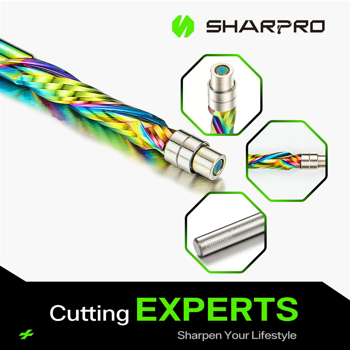 SHARPRO coated carbide tip delivers sharp, low-friction cutting.