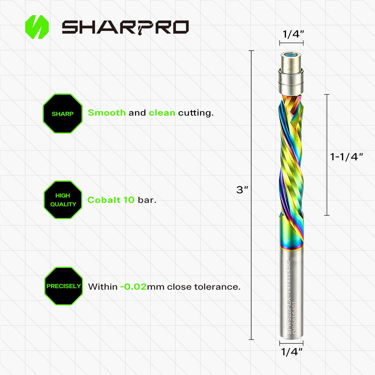 SHARPRO Compression Flush Trim Router Bit bottom bearing ensures consistent cuts.