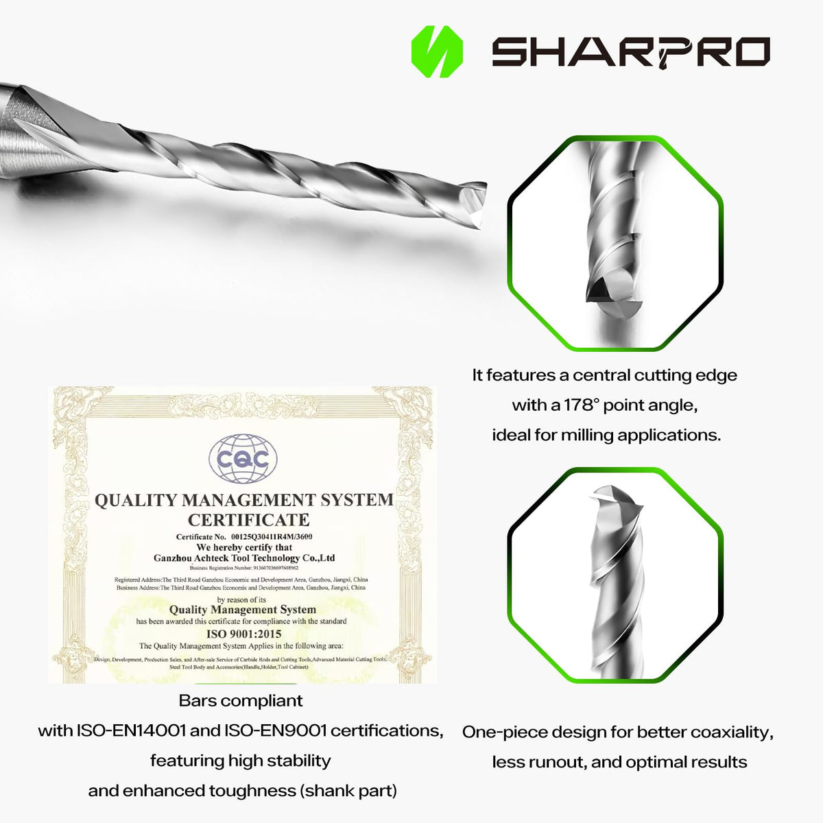 SHARPRO router bit used for wood inlay plunge routing for smooth, accurate results.