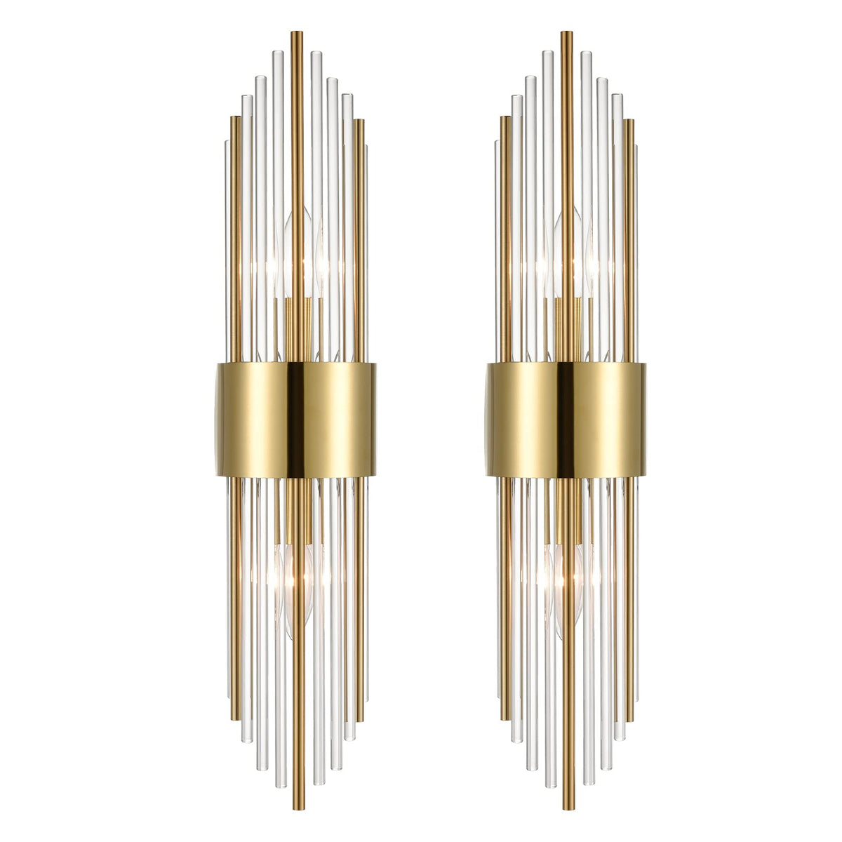 Shawnkey two-light wall sconce with brushed titanium gold finish adds warm ambient light