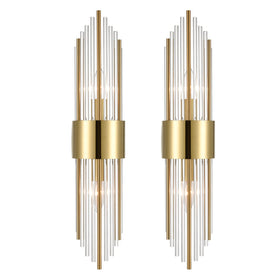 Shawnkey two-light wall sconce with brushed titanium gold finish adds warm ambient light