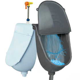 Shawoo wall-mounted urinal lid blocks odors and debris for a cleaner bathroom.