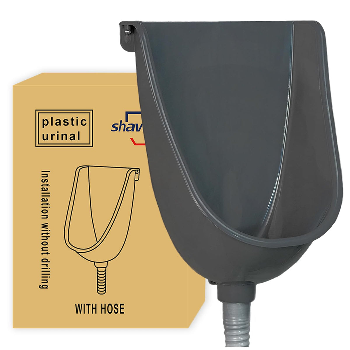 Shawoo waterless urinal wall mount close-up, splash-proof opening for mess reduction
