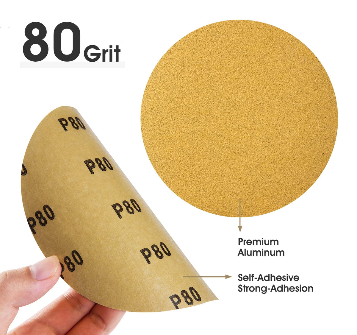 Shawya 6-inch gold PSA-disc adhesive-back on sander for quick setup