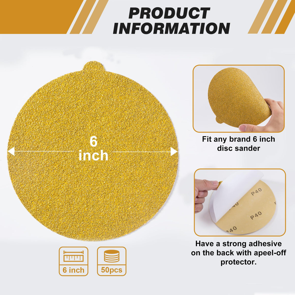 Shawya 6-inch sanding discs for metalworking and prep tasks.