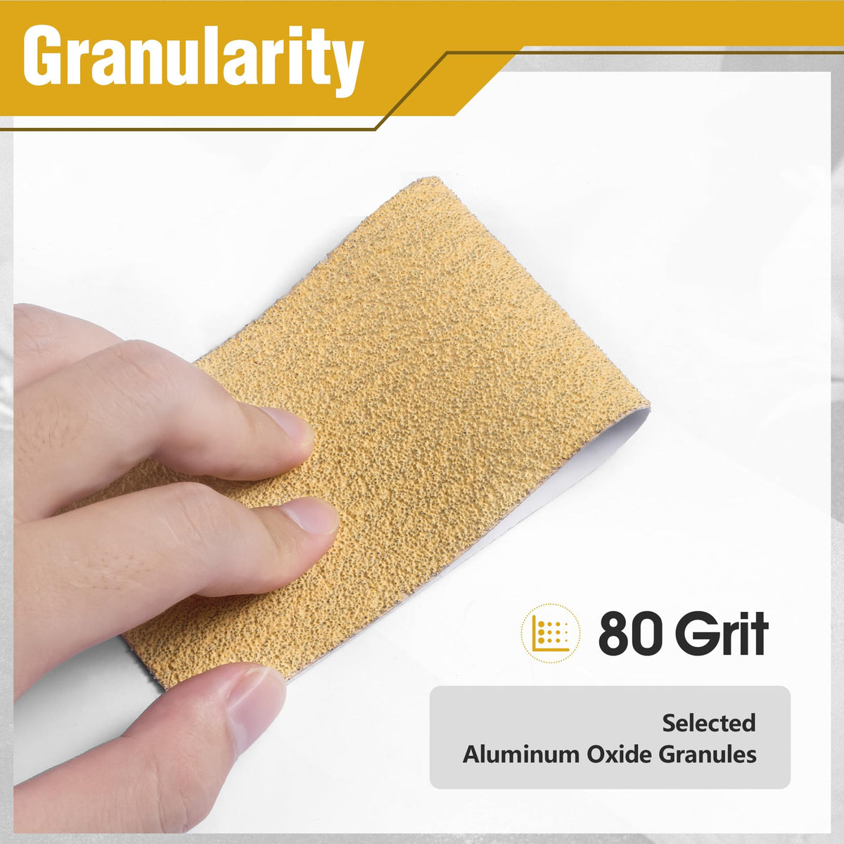 Shawya 80-grit aluminum oxide paper, durable for metal and wood sanding.