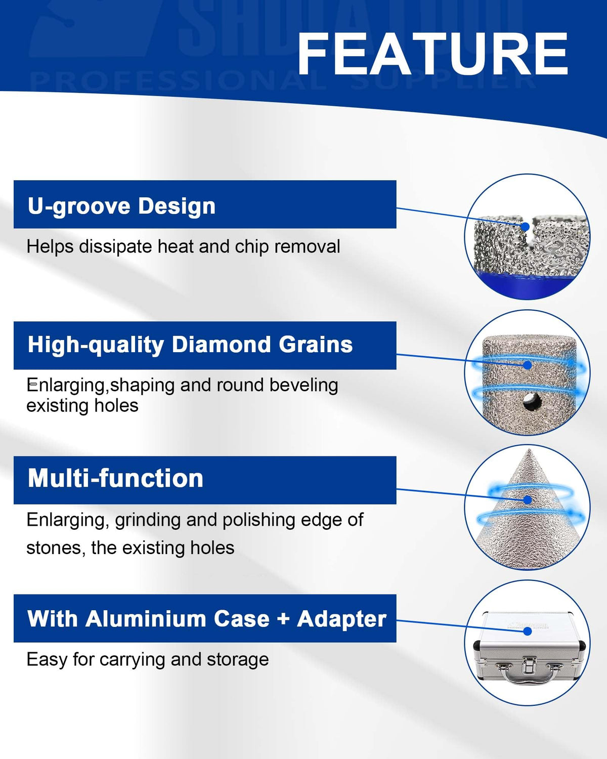 SHDIATOOL diamond coating detail showing fast cutting edge