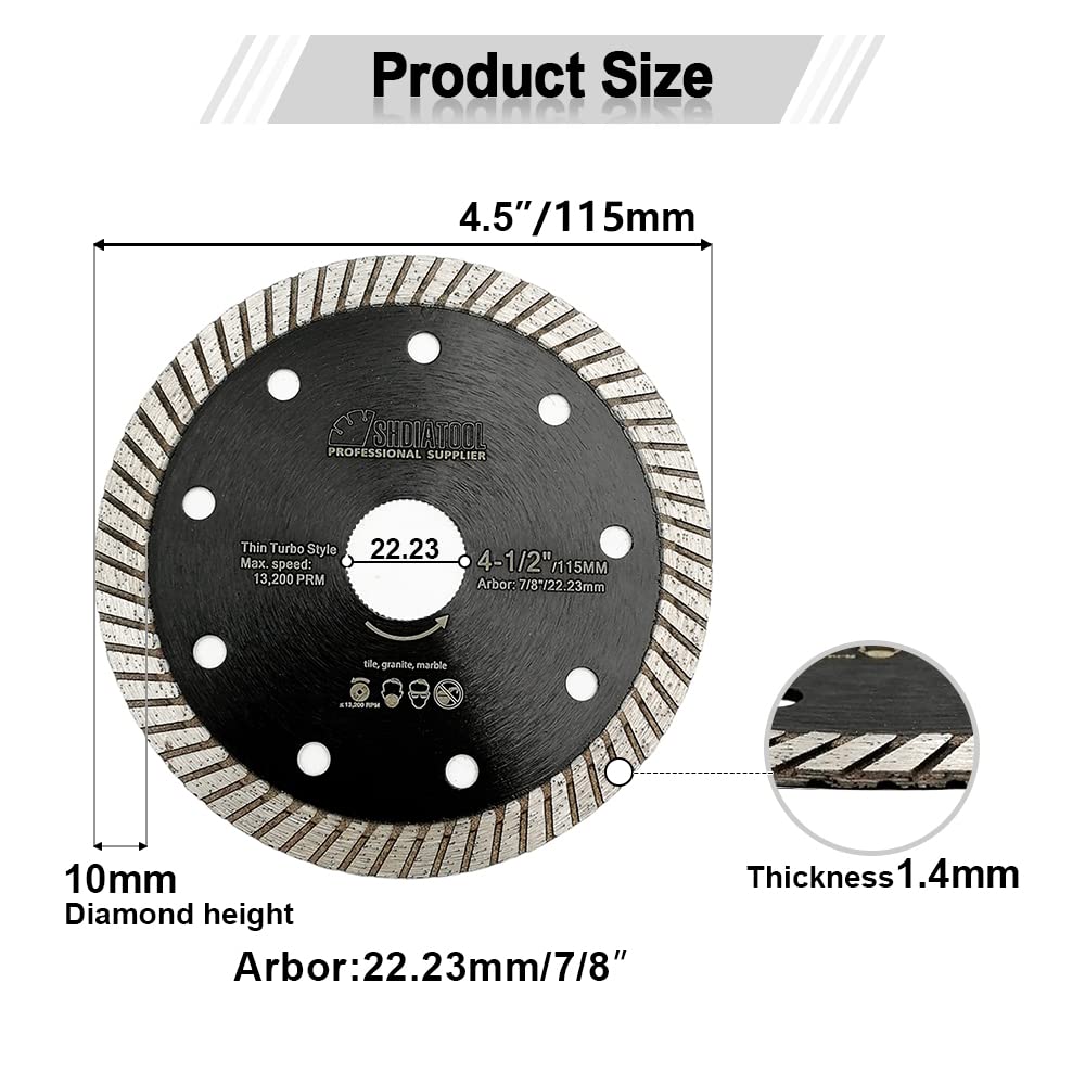 SHDIATOOL turbo blade for granite minimizes vibration for steady cuts