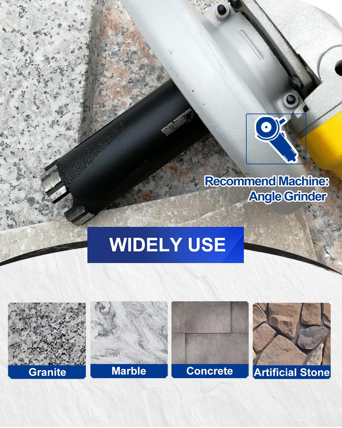 SHDIATOOL granite drilling with 35mm bit for clean holes