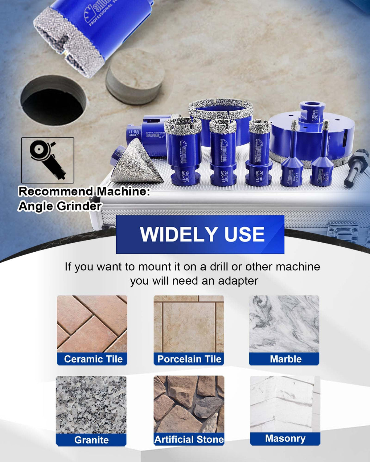 SHDIATOOL drill bits cutting granite and marble with durability