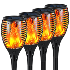 SHEDALED solar torch lights with upgraded flame for a warm pathway glow.