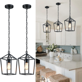 Sheetea farmhouse pendant lights over kitchen island create a warm dining focal point.