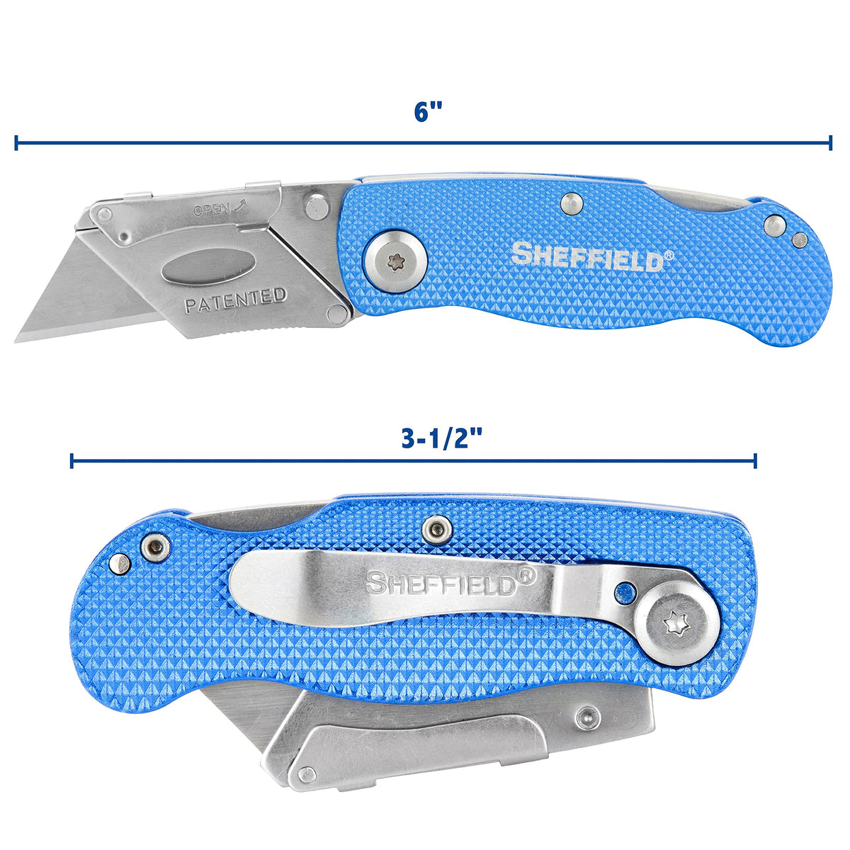 Quick blade change mechanism enables fast blade swaps.