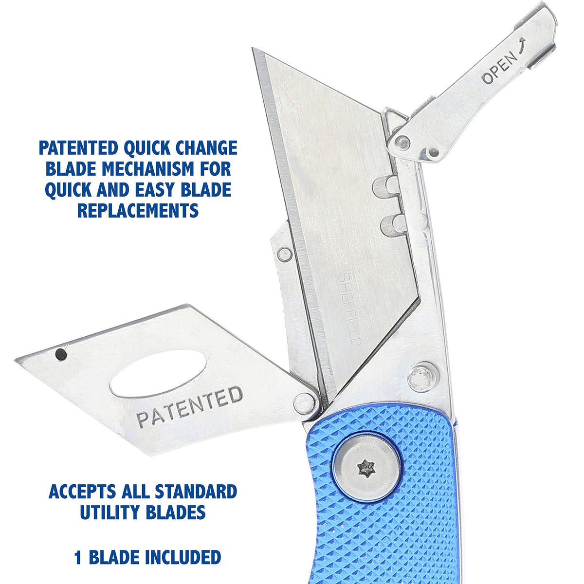 Textured aluminum handle provides comfortable grip.