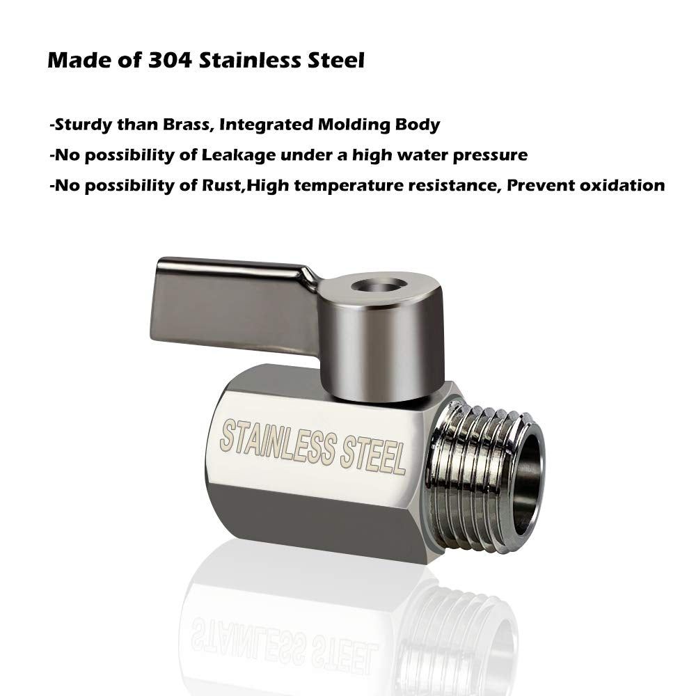 SHEKUSU stainless handle on the shut-off valve for easy water control.