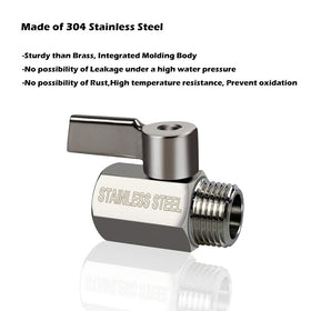 SHEKUSU stainless handle on the shut-off valve for easy water control.