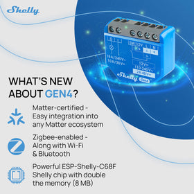Shelly 1 Gen4 app control screen illustrating custom scenes and alerts