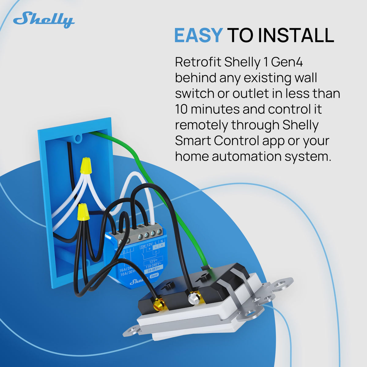 Shelly 1 Gen4 panel with visible dry contacts for versatile appliance control