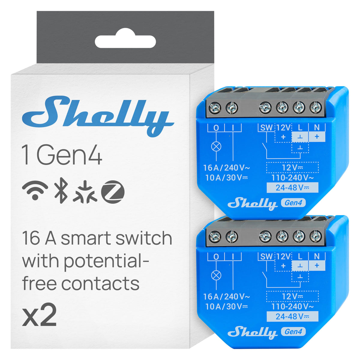 Shelly 1 Gen4 mounted in-wall showing compact relay for retrofitting lights