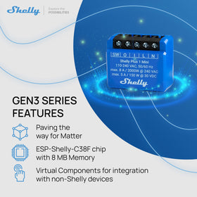 Shelly 1 Mini Gen3 2-pack easily controlled via app, voice, or platform