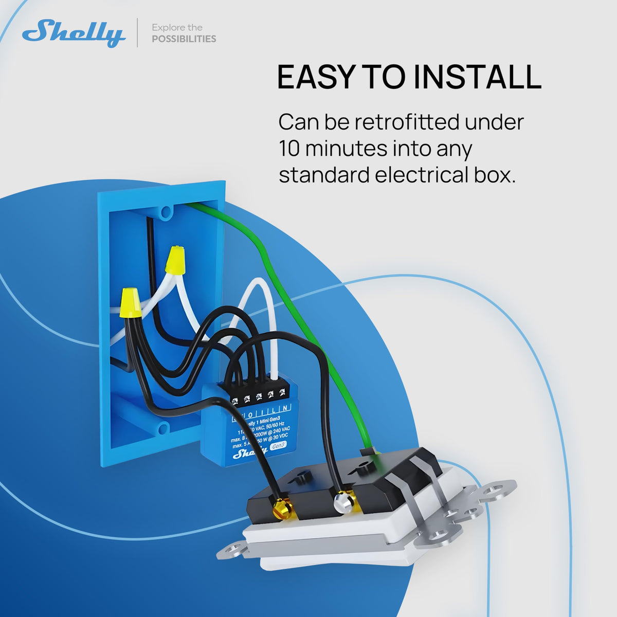 Shelly 1 Mini Gen3 2-pack installation in garage for remote door control