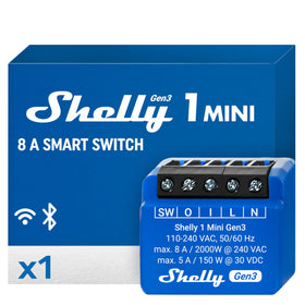 Shelly 1 Mini Gen3 front view for discreet installation and quick setup.