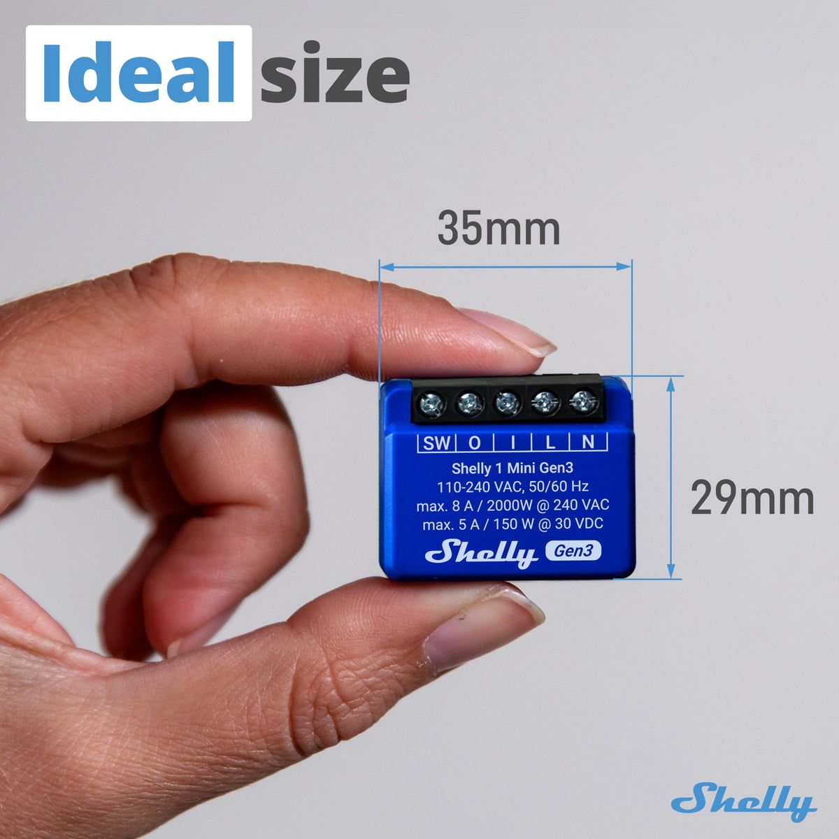Shelly 1 Mini Gen3 in a garage setup for remote door control.