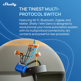 Shelly 1 Mini Gen4 dry contacts enable safe control of a small appliance.
