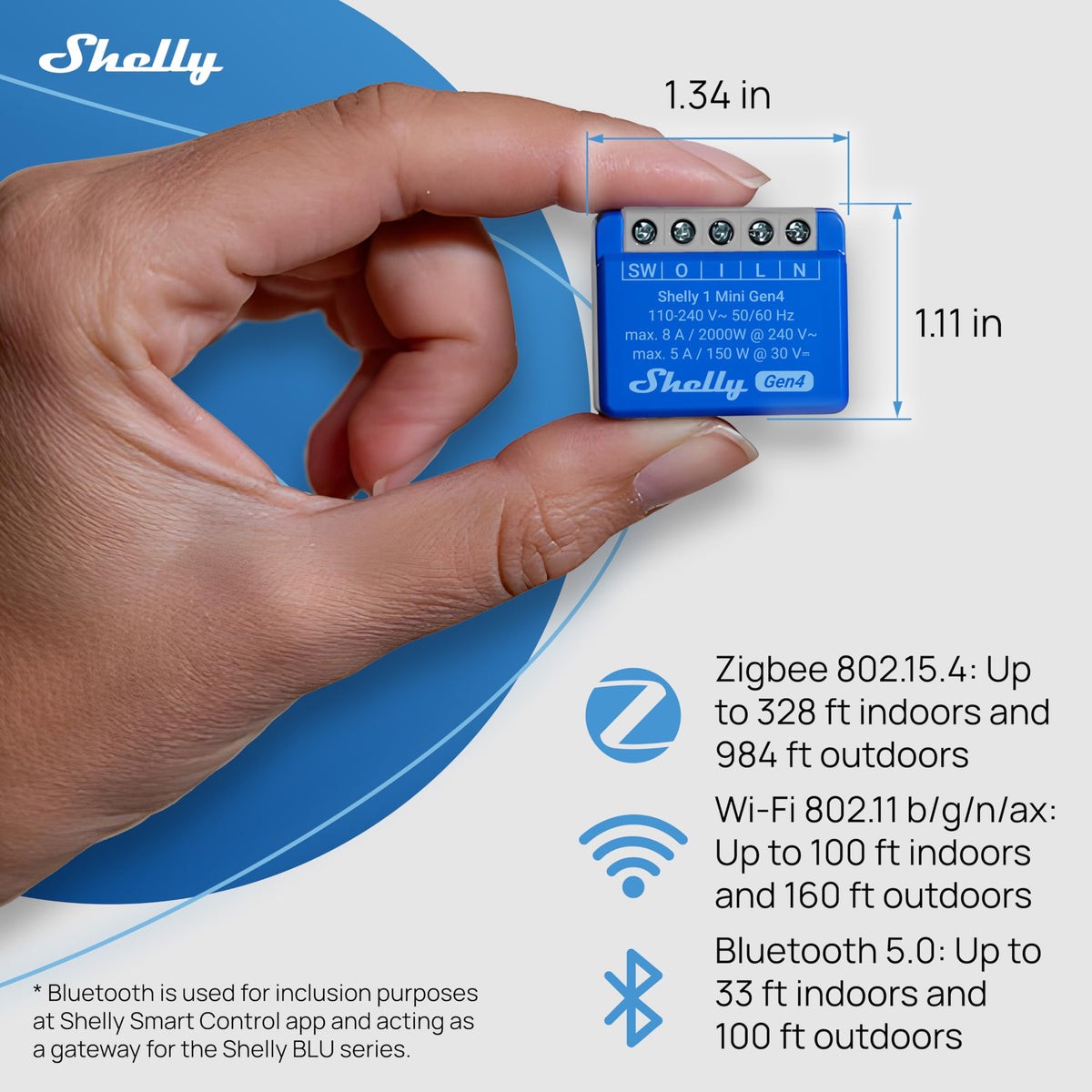 Shelly 1 Mini Gen4 garage door control installed inside opener for remote access.