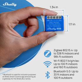Shelly 1 Mini Gen4 garage door control installed inside opener for remote access.