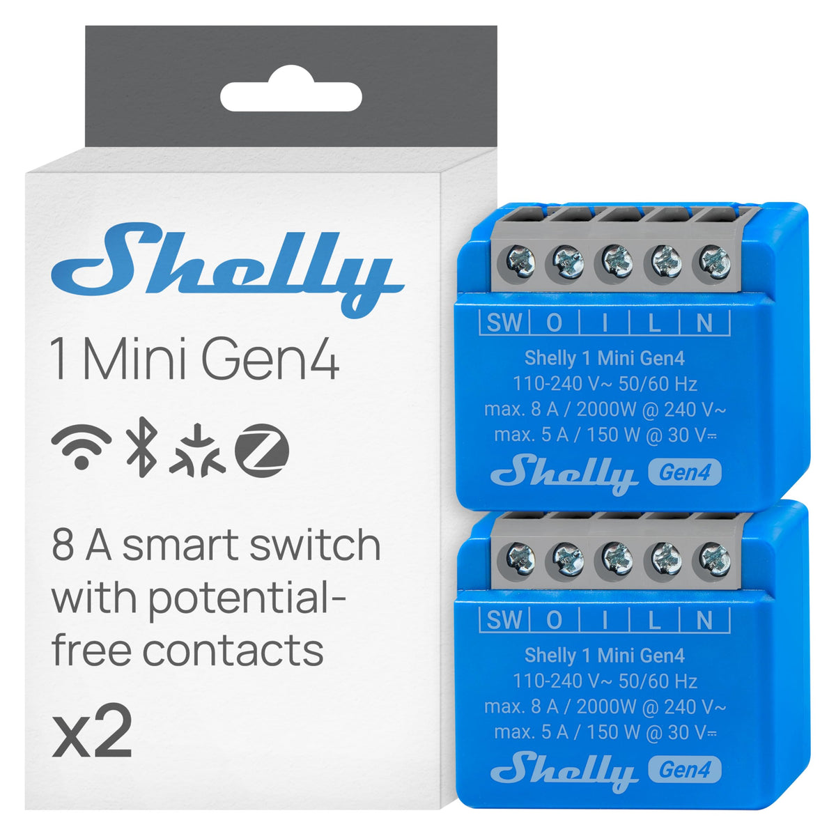 Shelly 1 Mini Gen4 Wi-Fi ZigBee Matter compact switch enables hub-free lighting control.
