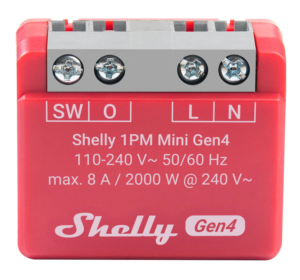 Shelly 1PM Mini Gen4 behind outlet enabling Wi-Fi and Zigbee control.