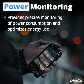 Shelly Dimmer Gen3 power monitor display shows real-time energy insights.