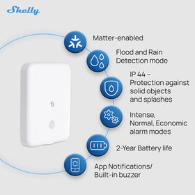Shelly Flood Gen4 integrates with Alexa, Google Home, and Apple HomeKit for control.
