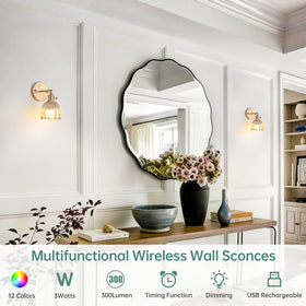 Shenmoyl rechargeable wall sconce showing battery-powered convenience and easy setup.
