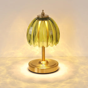 Shenmoyl Tulip lamp with green shade for cozy desk ambiance