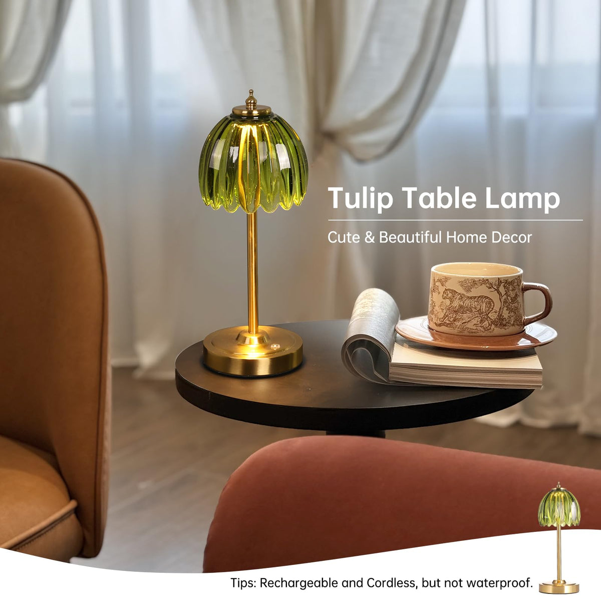 Shenmoyl Tulip Table Lamp perfect for bedrooms and desks with a soft glow.