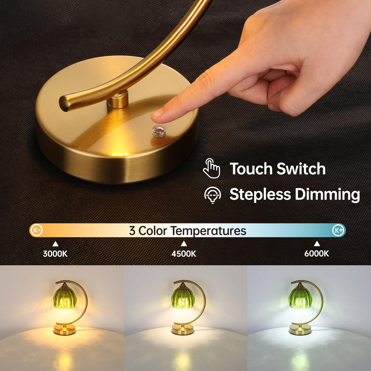 Shenmoyl Tulip Table Lamp touch panel for easy brightness control