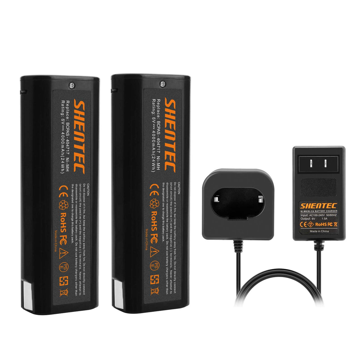 Shentec two-pack 6V 4000mAh Ni-MH battery set for Paslode; ready for work.