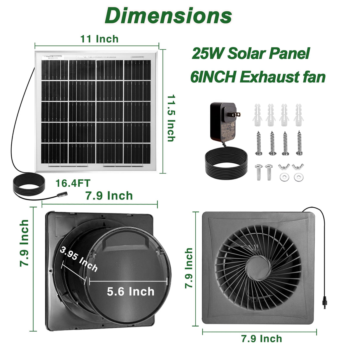 Shenvitaso solar panel assembly 25W powers continuous airflow day and night.