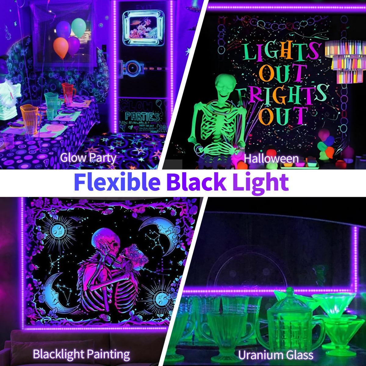 SHGPODA body paint friendly UV strip boosts fluorescent art and decor.