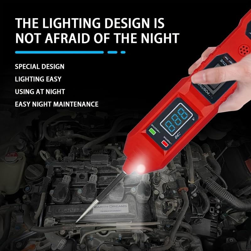 SHIELDIX power circuit tester displays voltage with a bright LCD.