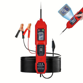SHIELDIX power circuit probe tester in use, showing quick fault location with clear LED and LCD readout.