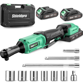 ShieldPro 20V cordless ratchet kit assembled for quick fastening.