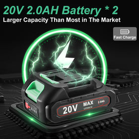 ShieldPro fast charger powering the 20V batteries for minimal downtime.