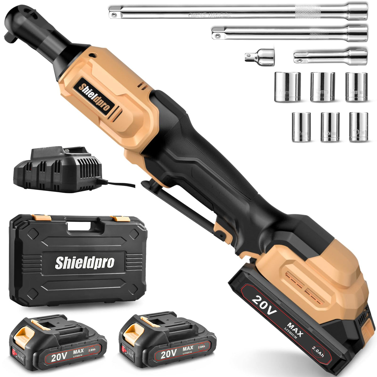 ShieldPro 20V electric ratchet wrench kit assembled, ready for tasks