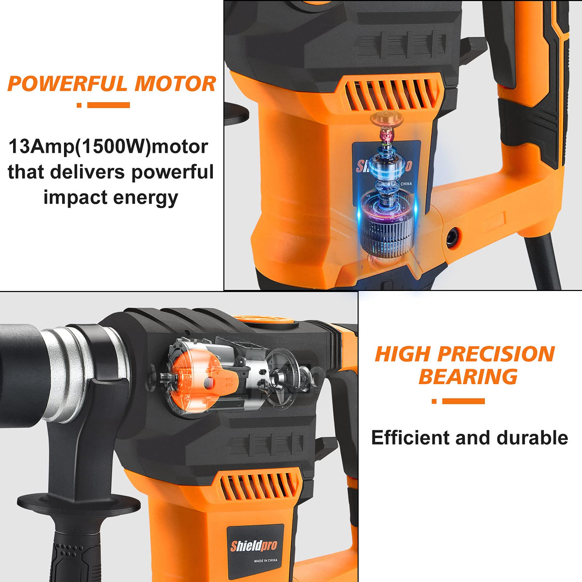 SHIELDPRO ergonomic 360-degree handle reduces fatigue during long jobs.