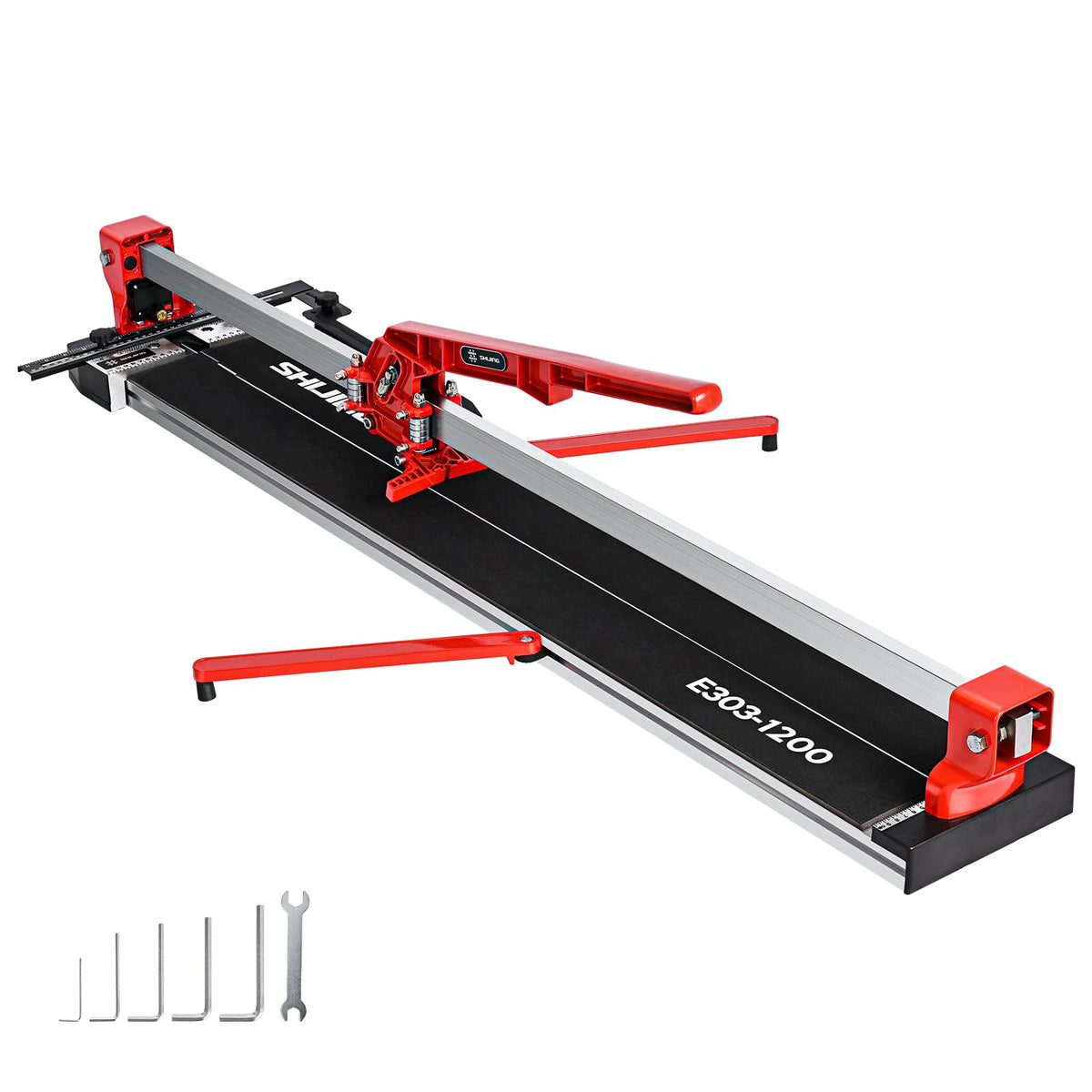 SHIJING 48-inch tile cutter with laser guide offers precise alignment for porcelain tiles.